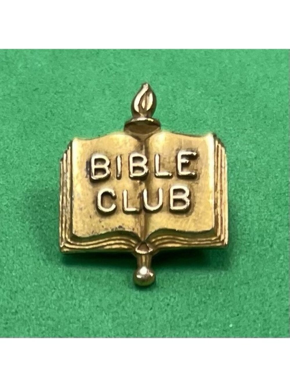 VTG 0.5" BIBLE CLUB Lapel Pin PINBACK 1/20 10K Gold Christianity Religious EUC